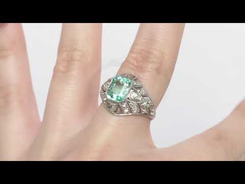 Circa 1915 Edwardian Era 3 Carat Columbian Emerald and Diamond Platinum Engagement Ring