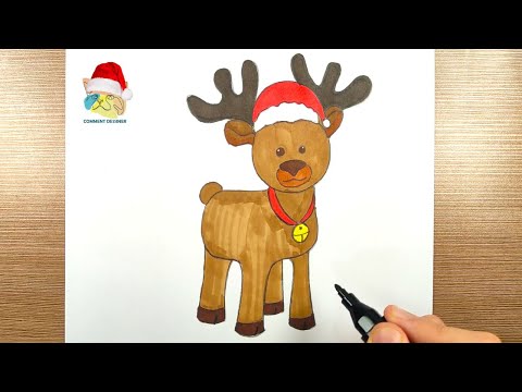 comment dessiner un renne du père noël Kawaii facile à dessiner