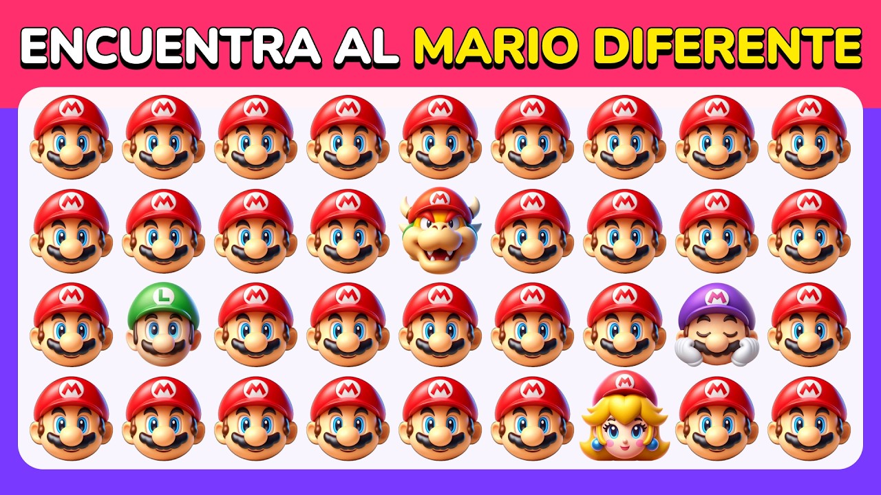 Encuentra el Emoji Diferente - Edición Super Mario ⭐🍄🏰 | Fácil, Medio, Difícil
