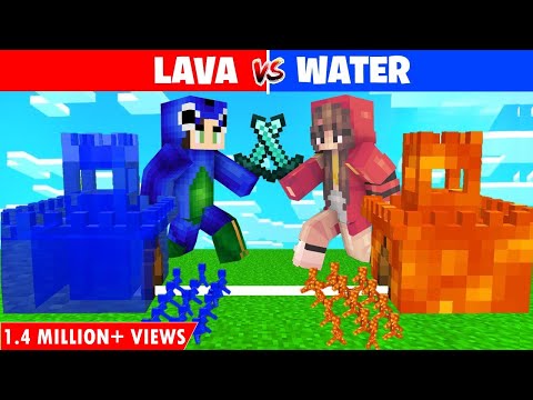 LAVA VS WATER WAR IN MINECRAFT 😱 CASTLE BUILD BATTLE CHALLENGE (Noob vs Pro)