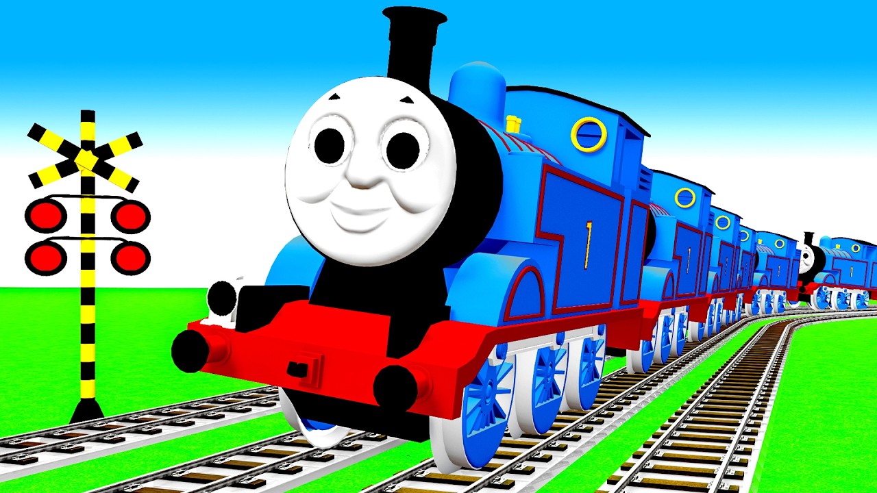 【踏切アニメ】あぶない電車 4 TRAIN THOMAS🚦 Fumikiri 3D Railroad Crossing Animation Kereta Api Kartun #123