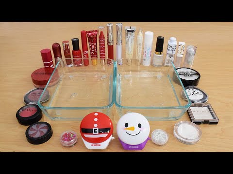 Santa vs Snowman - Mixing Makeup Eyeshadow Into Slime ASMR 268 Satisfying Slime Video