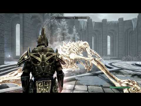 Skyrim Special Edition - College Of Winterhold Dragon Fight Gameplay (One Handed Increase) (2016)