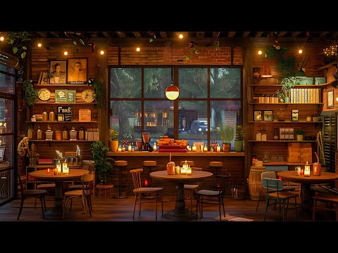 【No ads】Rainy Day at Cozy Coffee Shop with Smooth Jazz Music and Rain Sounds for Stress Relief
