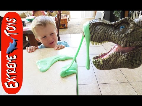 What Do You Do With a Sick T Rex? Dinosaur Toy gets Sick and Makes a Mess. Video