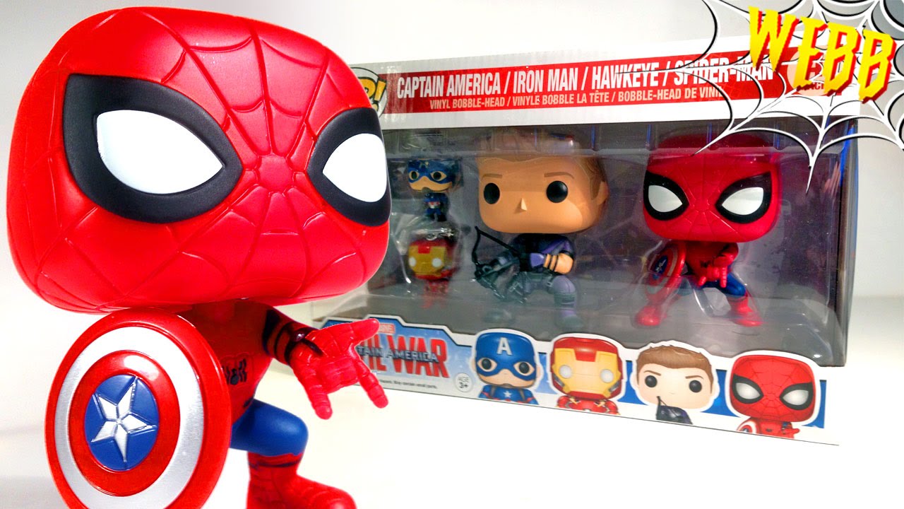 Funko POP Civil War SPIDER-MAN, CAPTAIN AMERICA, IRON MAN & HAWKEYE Review