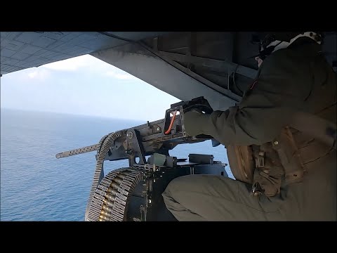 U.S. Marines Shoot Machine Guns on a CH-53E Super Stallion