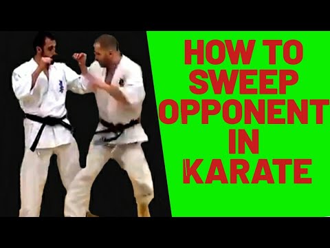 KYOKUSHIN karate FIGHTING technique. How to SWEEP your opponent and COUNTER.