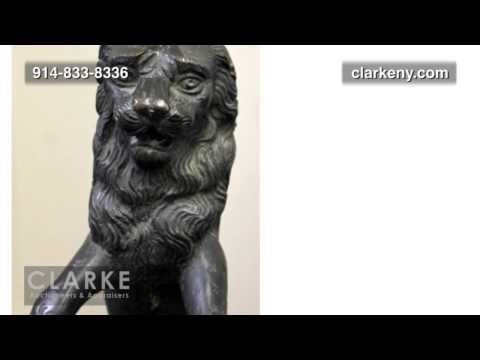 Large Wrought Iron Andirons | Vintage Iron Andirons | Vintage Andirons | Clarke Auction Gallery