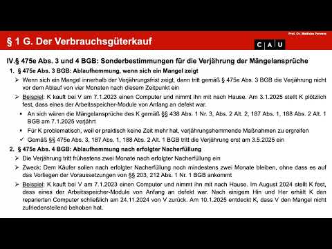 Examenskurs Schuldrecht BT – Folge 07 (KaufR: Verbrauchsgüterkauf: § 475e, § 476, § 477 BGB)