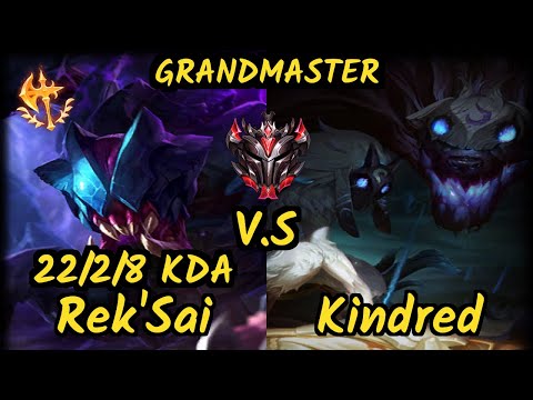 Blank (REK'SAI) vs KINDRED - 22/2/8 KDA JUNGLE GAMEPLAY - KR Ranked GRANDMASTER