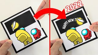 Happy New Year 2022 Magic Card Craft Ideas with Among Us｜How to make Easy Paper Craft！DIY Tutorial