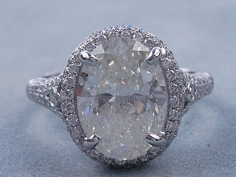 4.02 ctw Oval Cut H-I SI2 Diamond Engagement Ring - BigDiamondsUSA