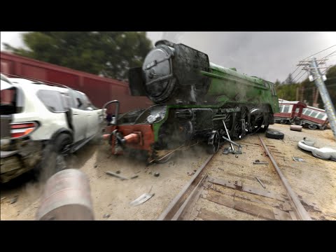 Flying Scotsman Smashes SUV