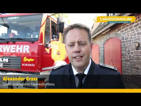 Stadtbrandinspektor Grass (FW Altena) zum Besuch der Bundeskanzlerin und des NRW-Ministerpräsidenten
