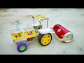 How To Make Matchbox Tractor And Trolley DIY Road Roller Tractor With Soda Can