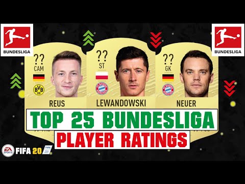 FIFA 20 | TOP 25 BUNDESLIGA HIGHEST PLAYER RATINGS 😳🔥| FT. LEWANDOWSKI, REUS, NEUER... etc