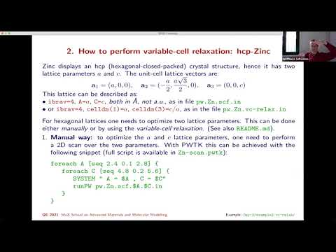 MaX School on Advanced Materials and Molecular Modelling with Quantum ESPRESSO - Day 3 - Session 1
