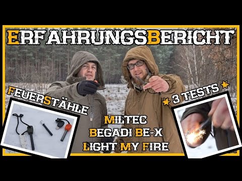 Feuerstahl Firesteel Vergleich - Miltec Begadi BE-X Light my Fire - Outdoor Bushcraft Deutschland