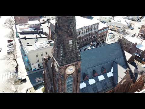 Flying Into Northampton Massachusetts Rooftop View Thornes to Hotel Northampton Drone 4k