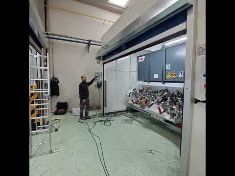 robot front high speed PVC roll up door designed for automated production lines and industrial robot applications