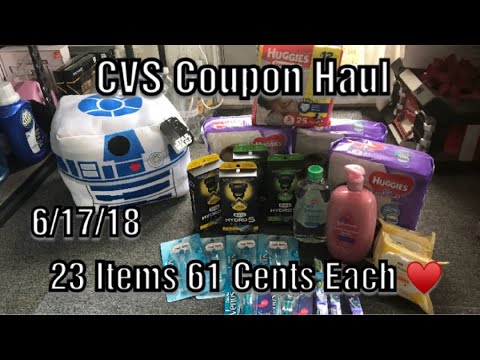 CVS Coupon Haul 6/17/18//23 Items Only 61 Cents Each ♥️|Awesome Diaper Razor Deals This Week!! Video