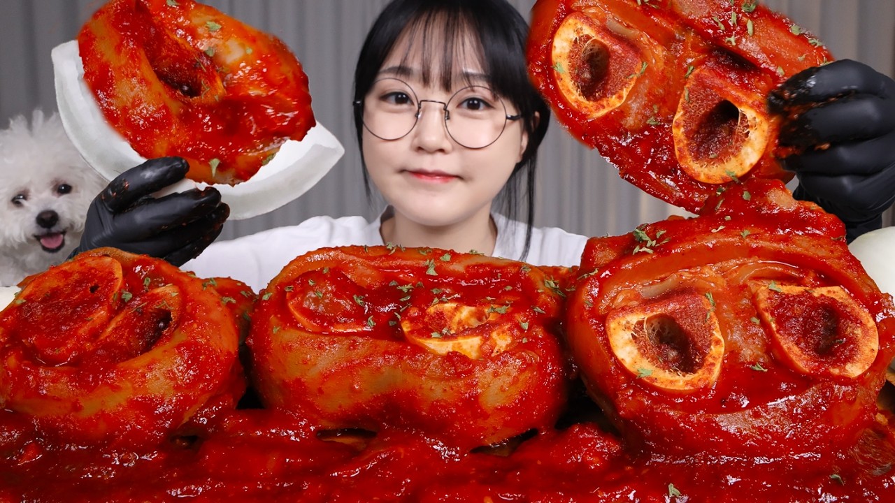 매콤 우족찜+양파쌈 먹방🔥느끼함 없이 계속 들어감 Spicy Beef Feet Mukbang ASMR