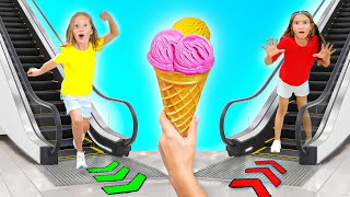 Learning mall safety rules with Nastya and her friends