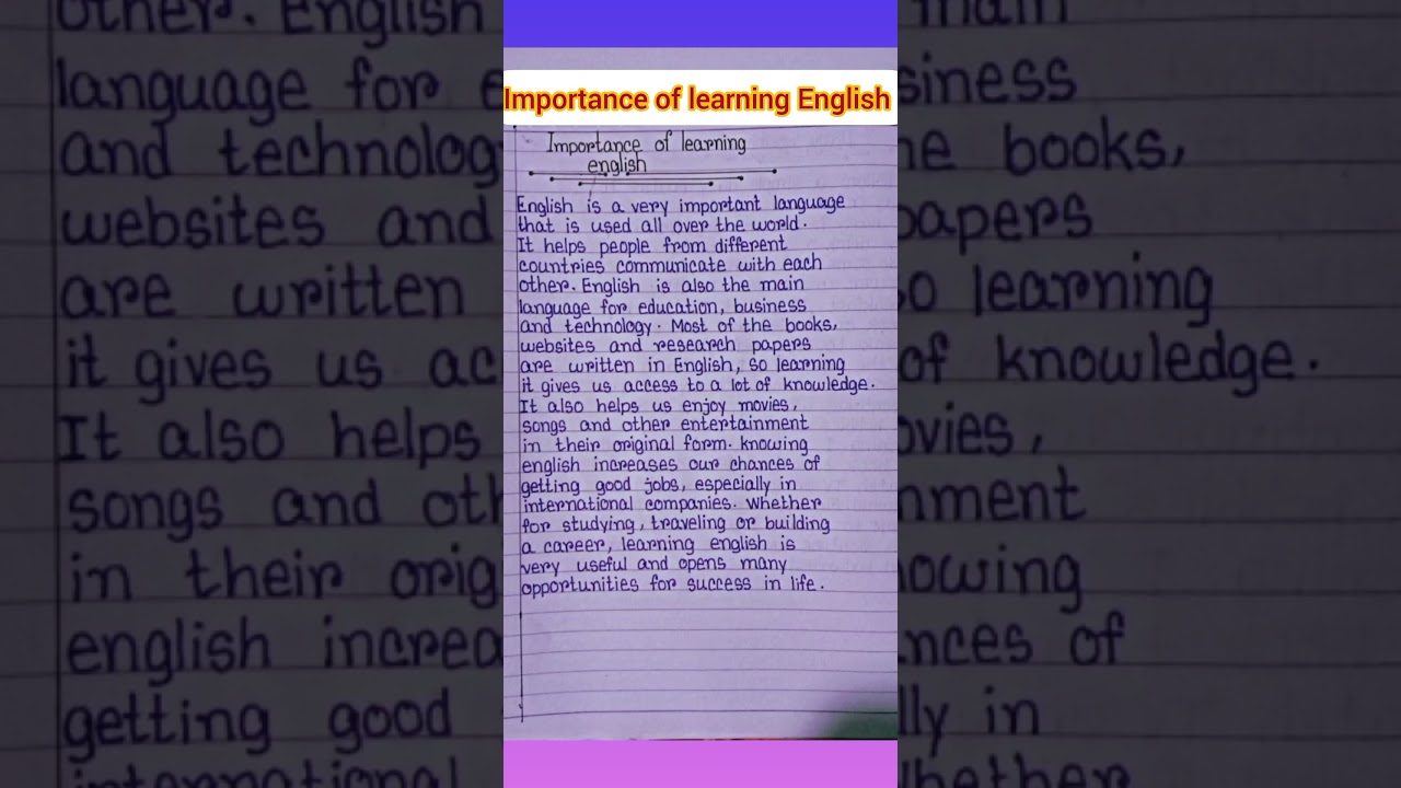 Importance of learning English!! paragraph on learning English!!