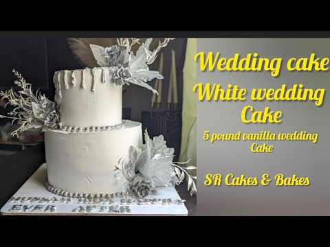 Wedding Cake // 5 Pound Vanilla cake // White team wedding cake // discussion ducky Bhai with aroob