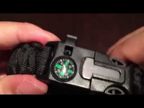 550 paracord outdoor survival bracelet with whistle, compass, and fire starter by Sahara Sailor