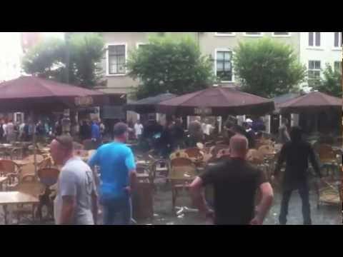 Hooligan fight NAC Breda vs. MVV Maastricht (Hooligan fight´s in the City Center)