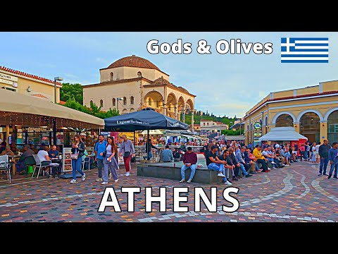 Athens, Greece Evening Walking Tour 4K | Old Town & Plaka Nights