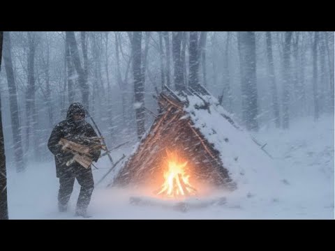 Solo SURVIVAL in -11°C DEEP SNOW; No Tent, No Sleeping Bag. EXTREME WINTER Camping -Bushcraft