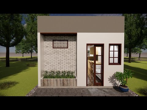 Casa pequeña de 4x6 m, cocina y dormitorio de buen diseño