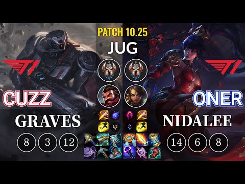 T1 Cuzz Graves vs T1 Oner Nidalee Jungle - KR Patch 10.25