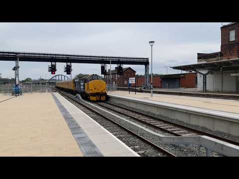 DRS 37423+37402 depart Derby in style with mega thrash working 1Z01 Crewe-Derby 25/5/19