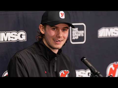 Jack Hughes speaks to the NJ media about his Olympic win