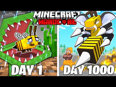 I Survived 1000 Days As A KILLER BEE In HARDCORE Minecraft! (Full Story)