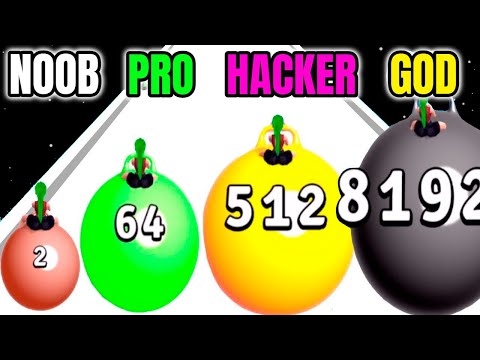 NOOB vs PRO vs HACKER vs GOD - Yoga Ball Run 2048