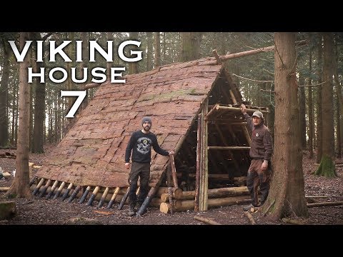 Viking Camp - First Night in the Viking House: Bushcraft Project (PART 7)