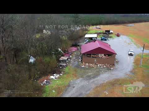 02-03-2022 sawyerville, AL Tornado Destroyed Homes Dead fish, submerged cars