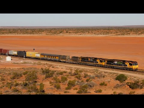 Outback Australia Heavily Double Stacked Trains - Aurizon Intermodal 6MP1 to Perth