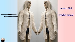 Casaco de crochê - passo a passo para Iniciantes (cardigan casual crochet)
