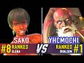 SF6 SAKO 8 Ranked Elena Vs YHCMOCHI 1 Ranked Dhalsim SF6 High Level Gameplay