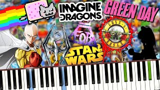 Popular Famous Songs Medley Piano Cover (Sheet Music + midi) Synthesia tutorial