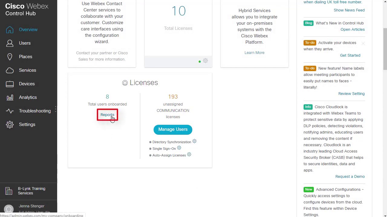 Getting Started – Control Hub Overview Webex Calling