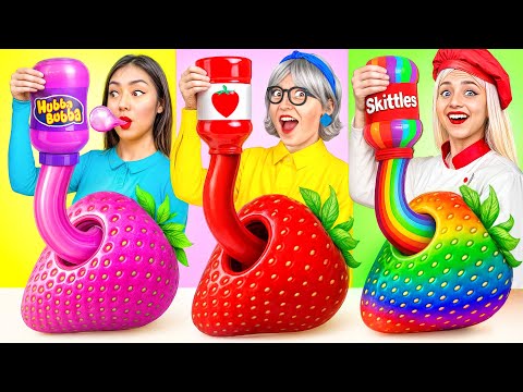 Me vs Grandma vs Chef Cooking Challenge! Cake Decorating From Chef by YUMMY JELLY