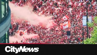 Canadian fans march to BC Place Stadium