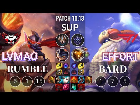 JDG LvMao Rumble vs T1 Effort Bard Sup - KR Patch 10.13